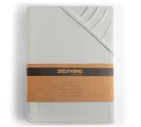 DecoKing 160x200-180x200 cm 100% Algodón Peinado Sábana Bajera Ajustable Jersey Plata Amber Collection