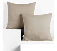 DecoKing 2 Fundas de Almohada 40x40 cm Jersey 100% Algodón Peinado Cremallera Capuchino Amber