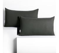 DecoKing 2 Fundas de Almohada 50x60 cm Jersey 100% Algodón Peinado Cremallera Grafito Antracita Gris Amber