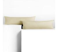 DecoKing 2 Fundas de Almohada de 20 x 120 cm, Jersey 100% Algodón Peinado, con Cremallera, Color Beige y ámbar