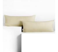 DecoKing 2 Fundas de Almohada de 40 x 120 cm, Jersey 100% Algodón Peinado, con Cremallera, Color Beige y ámbar