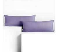 DecoKing 2 Fundas de Almohada de 40 x 120 cm, Jersey 100% Algodón Peinado, con Cremallera, Color Lavanda y ámbar