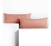 DecoKing 2 Fundas de Almohada de 40 x 120 cm, Jersey 100% Algodón Peinado, con Cremallera, Color salmón ámbar