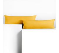 DecoKing 2 Fundas de Almohada de 40 x 145 cm, Jersey 100% Algodón Peinado, con Cremallera, Color Amarillo y ámbar
