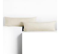 DecoKing 2 Fundas de Almohada de 40 x 200 cm Jersey 100% Algodón Peinado con Cremallera Color Crudo ámbar