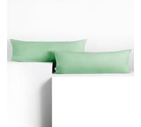 DecoKing 2 Fundas de Almohada de 40 x 200 cm, Jersey 100% Algodón Peinado, Cremallera Menta, ámbar