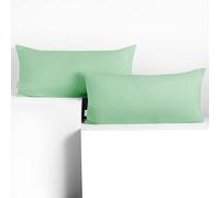 DecoKing 2 Fundas de Almohada de 40 x 80 cm, 100% algodón Peinado, Cremallera, Color Menta ámbar