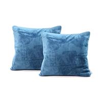 DecoKing 2 Fundas de Almohada de 45 x 45 cm, Microfibra, Cremallera, Forro Polar, Color Azul Oscuro
