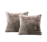 DecoKing 2 Fundas de Almohada de 45 x 45 cm, Microfibra, Cremallera, Forro Polar, Fundas de Almohada Cappuccino Mic