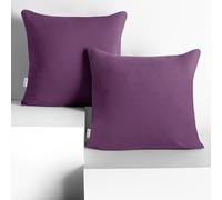 DecoKing 2 Fundas de Almohada de 50 x 50 cm, Jersey 100% Algodón Peinado, con Cremallera, Color Ciruela ámbar