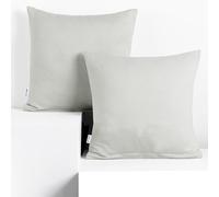 DecoKing 2 Fundas de Almohada de 50 x 50 cm, Jersey 100% Algodón Peinado, con Cremallera, Color Plateado y ámbar