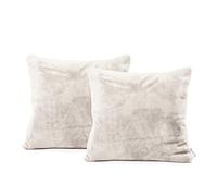 DecoKing 2 Piezas 2 Fundas de Almohada 45 x 45 cm Microfibra Cremallera Forro Polar Fundas de Almohada Crema Crudo Mic