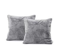 DecoKing 2 Piezas 2 Fundas de Almohada 45 x 45 cm Microfibra Cremallera Forro Polar Fundas de Almohada Plata Acero Gris micrófono