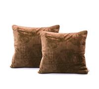 DecoKing 2 Piezas 2 Fundas de Almohada 45 x 45 cm Microfibra Cremallera Forro Polar marrón Chocolate Mic