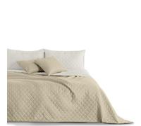 DecoKing Blanco Beis Colcha Reversible Doble Pespunte Fácil White Beige Axel, Poliéster, 220x240 cm