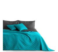 DecoKing Colcha de 220 x 240 cm, Color Azul petróleo, Grafito, Gris, Doble Cara, fácil de Limpiar, Axel