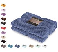 DecoKing Henry Manta de Microfibra 70x150 Extra Suave y Blanda Muy Cómoda Caliente y Ligera Azul Oscuro
