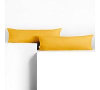 DecoKing 2 Fundas de Almohada de 20 x 120 cm, Jersey 100% Algodón Peinado, con Cremallera, Color Amarillo y ámbar