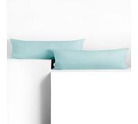 DecoKing 2 Fundas de Almohada de 20 x 120 cm, Jersey 100% Algodón Peinado, con Cremallera, Color Azul Claro y ámbar