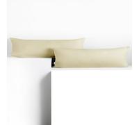DecoKing 2 Fundas de Almohada de 20 x 145 cm, Jersey 100% Algodón Peinado, Cremallera, Color Beige y ámbar