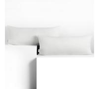 DecoKing 2 Fundas de Almohada de 40 x 120 cm, Jersey 100% Algodón Peinado, con Cremallera, Color Blanco y ámbar