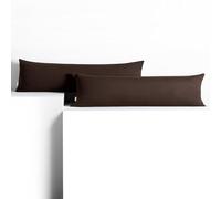 DecoKing Juego de 2 Fundas de Almohada 40 x 120 * 2 Jersey 100% algodón Peinado Cremallera Chocolate Amber
