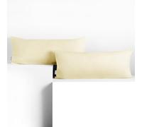 DecoKing 2 Fundas de Almohada de 40 x 120 cm, 100% algodón Peinado, con Cremallera, Color ámbar Crema