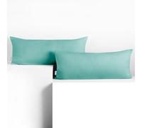 DecoKing 2 Fundas de Almohada de 40 x 120 cm, Jersey 100% Algodón Peinado, con Cremallera, Color Turquesa Claro y ámbar