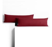 DecoKing 2 Fundas de Almohada de 40 x 145 cm, Jersey 100% Algodón Peinado, con Cremallera, Color Burdeos y ámbar