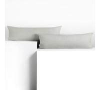 DecoKing 2 Fundas de Almohada de 40 x 145 cm, Jersey 100% Algodón Peinado, con Cremallera, Color Plateado y ámbar