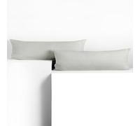 DecoKing 2 Fundas de Almohada de 40 x 145 cm, Jersey 100% Algodón Peinado, con Cremallera, Color Plateado y ámbar
