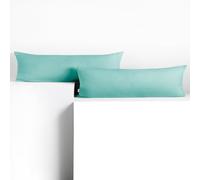 DecoKing Juego de 2 Fundas de Almohada 40 x 145 * 2 Jersey 100% algodón Peinado Cremallera Turquesa Claro Amber