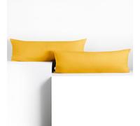 DecoKing 2 Fundas de Almohada de 40 x 200 cm Jersey 100% Algodón Peinado con Cremallera Amarillo ámbar
