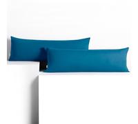 DecoKing Juego de 2 Fundas de Almohada 40 x 200 * 2 Jersey 100% algodón Peinado Cremallera Azul Amber