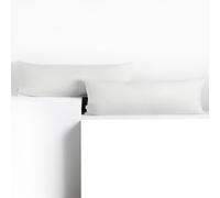 DecoKing 2 Fundas de Almohada de 40 x 200 cm, Jersey 100% Algodón Peinado, con Cremallera, Color Blanco y ámbar