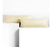 DecoKing 2 Fundas de Almohada de 40 x 200 cm, Jersey 100% Algodón Peinado, con Cremallera, Color Crema ámbar