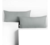 DecoKing 2 Fundas de Almohada de 40 x 80 cm Jersey 100% Algodón Peinado Cremallera Acero ámbar