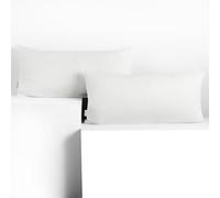 DecoKing 2 Fundas de Almohada de 40 x 80 cm, Jersey 100% Algodón Peinado, con Cremallera, Color Blanco y ámbar