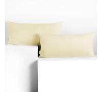 DecoKing 2 Fundas de Almohada de 40 x 80 cm, 100% algodón Peinado, Cremallera, Color Crema ámbar