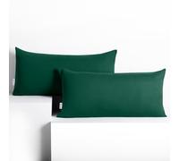 DecoKing 2 Fundas de cojín de 40 x 80 cm, Jersey 100% Algodón Peinado, con Cremallera, Color Verde y ámbar