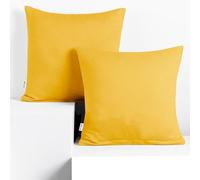 DecoKing Juego de 2 Fundas de Almohada 50 x 50 * 2 Jersey 100% algodón Peinado Cremallera Amarillo Amber