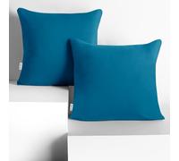 DecoKing 2 Fundas de Almohada de 50 x 50 cm, Jersey 100% Algodón Peinado, con Cremallera, Color Azul y ámbar