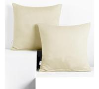 DecoKing 2 Fundas de Almohada de 50 x 50 cm, Jersey 100% Algodón Peinado, con Cremallera, Color Beige ámbar