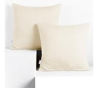 DecoKing 2 Fundas de Almohada de 50 x 50 cm, Jersey 100% Algodón Peinado, con Cremallera, Color ámbar Crudo