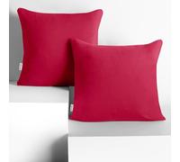 DecoKing 2 Fundas de Almohada de 50 x 50 cm, Jersey 100% Algodón Peinado, con Cremallera, Color Rosa y ámbar