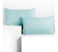 DecoKing Juego de 2 Fundas de Almohada 50 x 60 * 2 Jersey 100% algodón Peinado Cremallera Azul Claro Amber