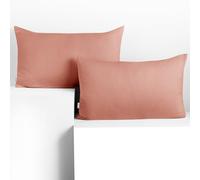 DecoKing 2 Fundas de Almohada de 50 x 60 cm, Jersey 100% Algodón Peinado, con Cremallera, Color salmón ámbar