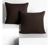 DecoKing 2 Fundas de Almohada de 80 x 80 cm, Jersey 100% Algodón Peinado, con Cremallera, Color marrón y ámbar