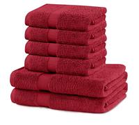 DecoKing Juego de 6 toallas de mano de algodón de calidad 525 g/m², 4 toallas de mano de 50 x 100 cm y 2 toallas de baño de 70 x 140 cm, color rojo oscuro, burdeos, rojo, absorbente, Marina