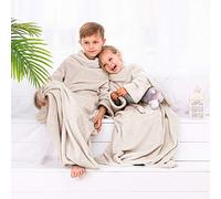 DecoKing Kiddo - Manta Infantil con Mangas (90 x 105 cm), Color Crema